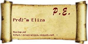 Prém Eliza névjegykártya